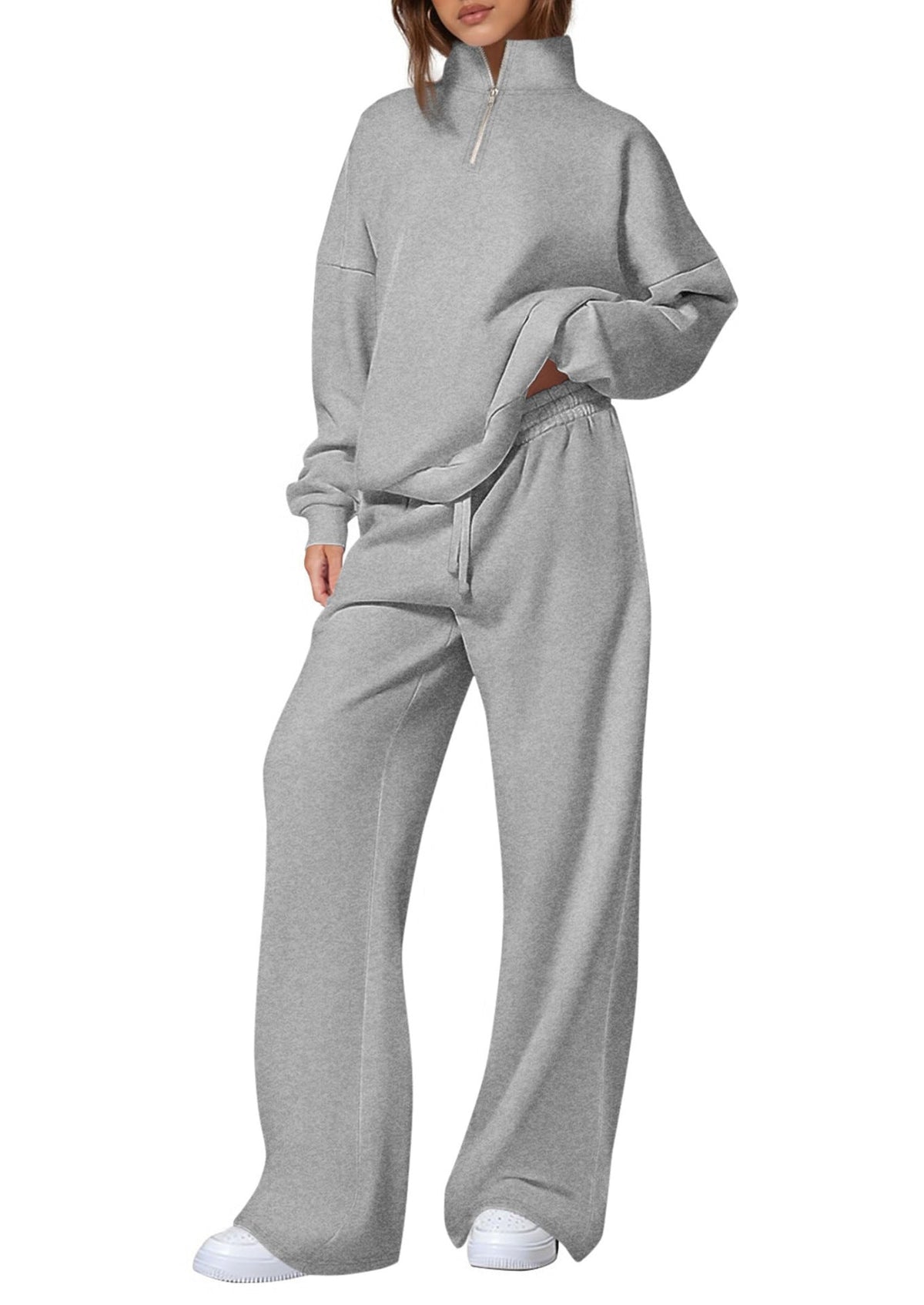Ensemble de jogging oversized pour femmes avec col montant, demi-zip et jambes larges Echo Archiv