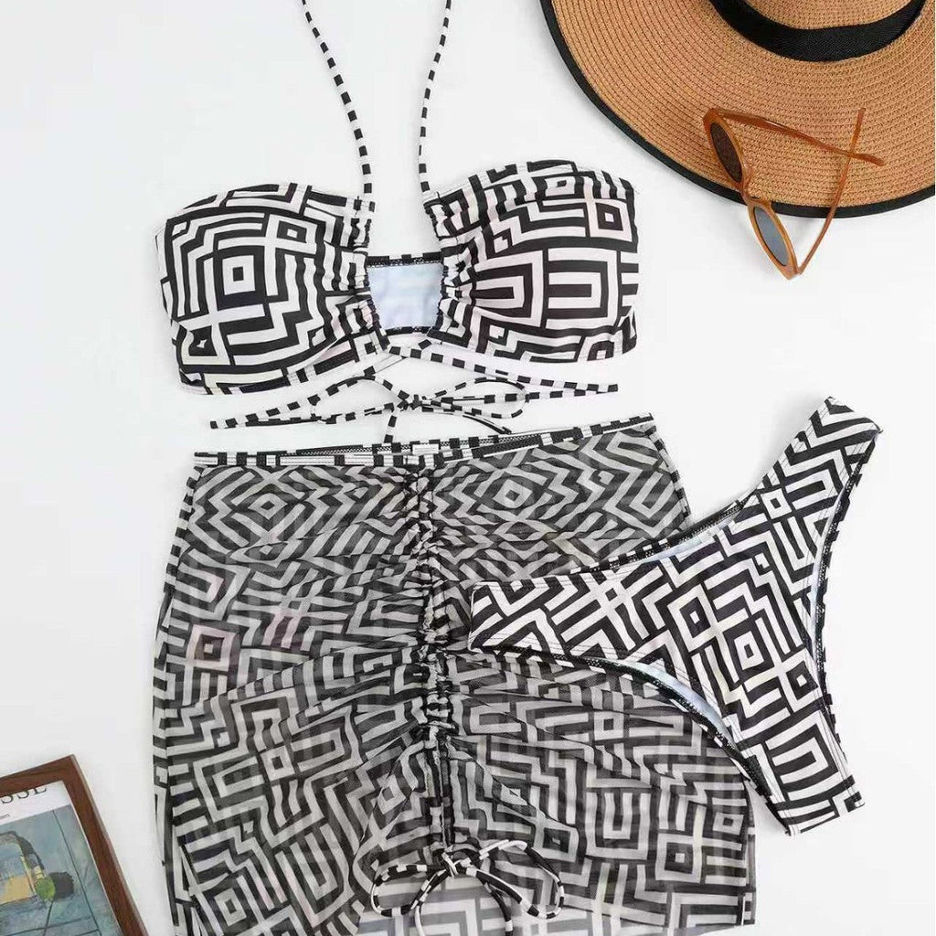 Ensemble de bikini stylé pour femmes avec volants et jupe à nouer Echo Archiv