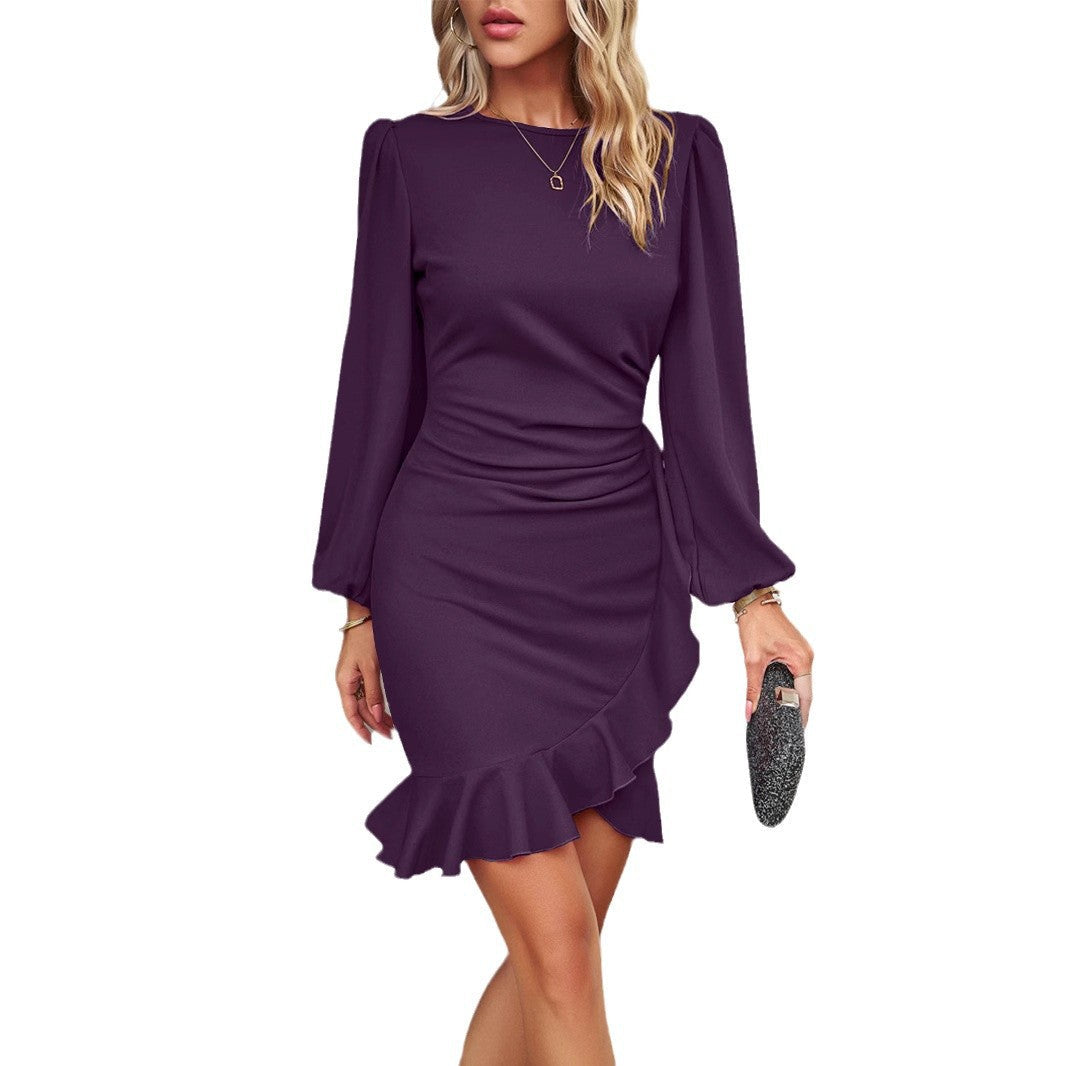 Robe de soirée ajustée pour femmes avec manches bouffantes et ourlet volanté asymétrique Echo Archiv