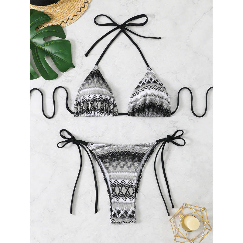 Ensemble bikini triangle pour femmes avec motif ethnique coloré R&B