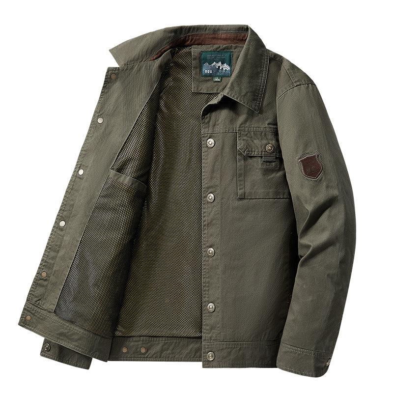 Veste de champ en toile robuste pour hommes avec doublure en mesh respirant, patte à boutons-pression et poche poitrine plaquée Echo Archiv