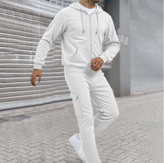 Ensemble de sweat à zip athlétique pour hommes avec pantalon de jogging cargo, coutures ergonomiques et bords côtelés Echo Archiv