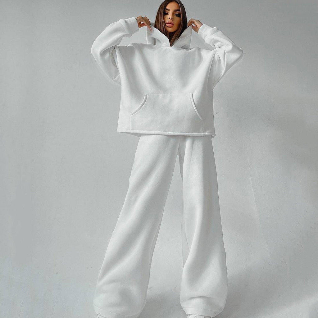 Ensemble de lounge deux pièces pour femmes avec pantalon palazzo taille haute sculptant et hoodie surdimensionné Echo Archive