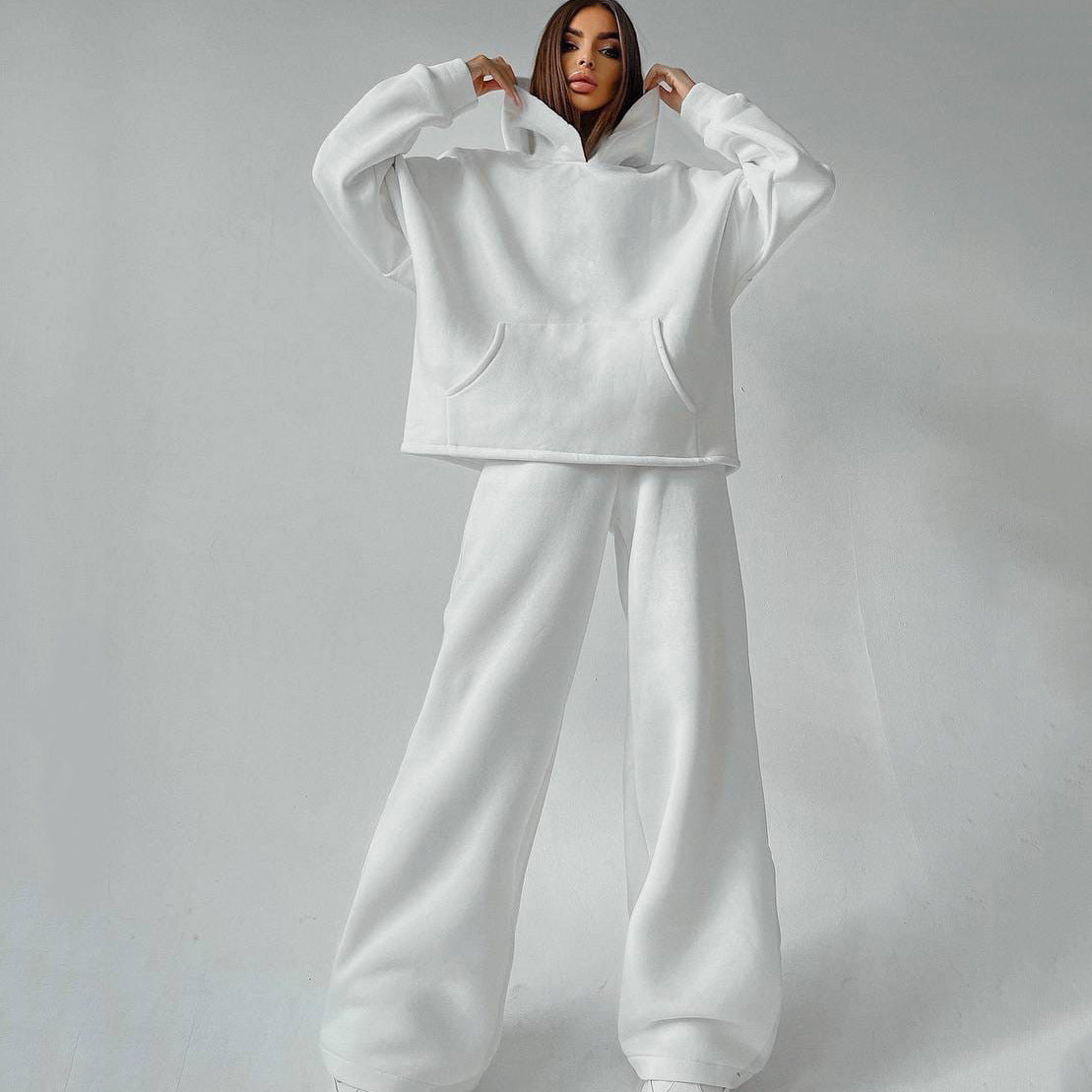 Ensemble de lounge deux pièces pour femmes avec pantalon palazzo taille haute sculptant et hoodie surdimensionné Echo Archive