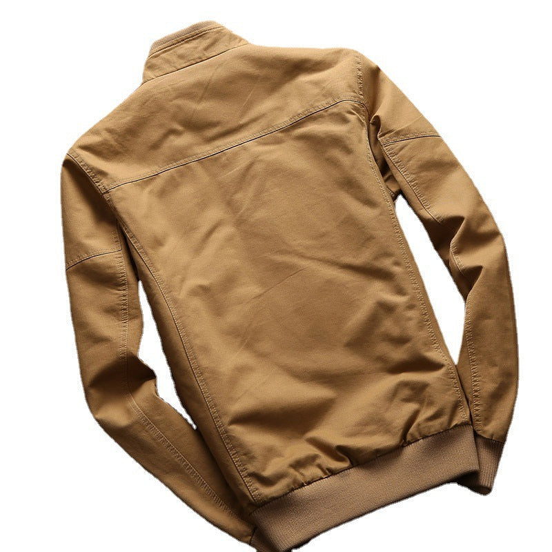 Veste de terrain pour hommes en toile robuste de style bomber avec épaulettes, fermeture éclair cachée et boutons-pression, Echo Archiv