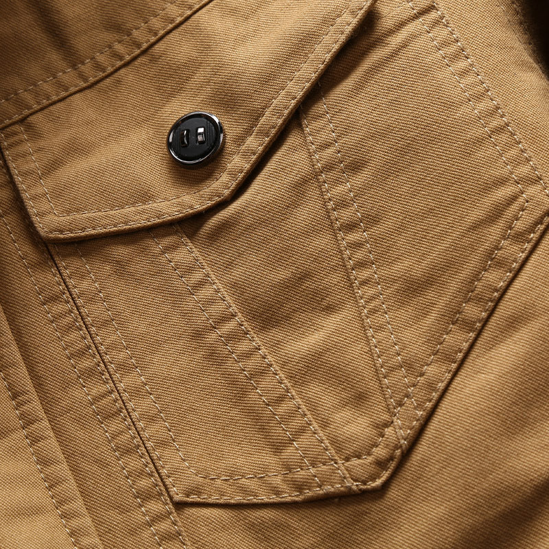 Veste de terrain pour hommes en toile robuste de style bomber avec épaulettes, fermeture éclair cachée et boutons-pression, Echo Archiv