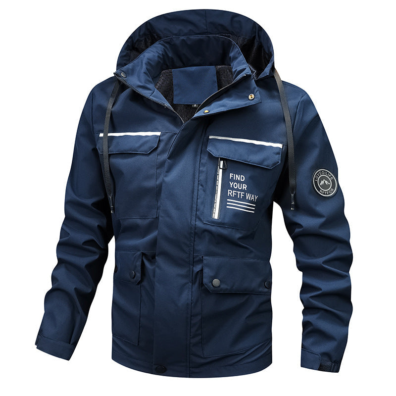 Veste outdoor pour hommes imperméable avec capuche, poches multifonctionnelles et doublure en maille respirante Echo Archiv