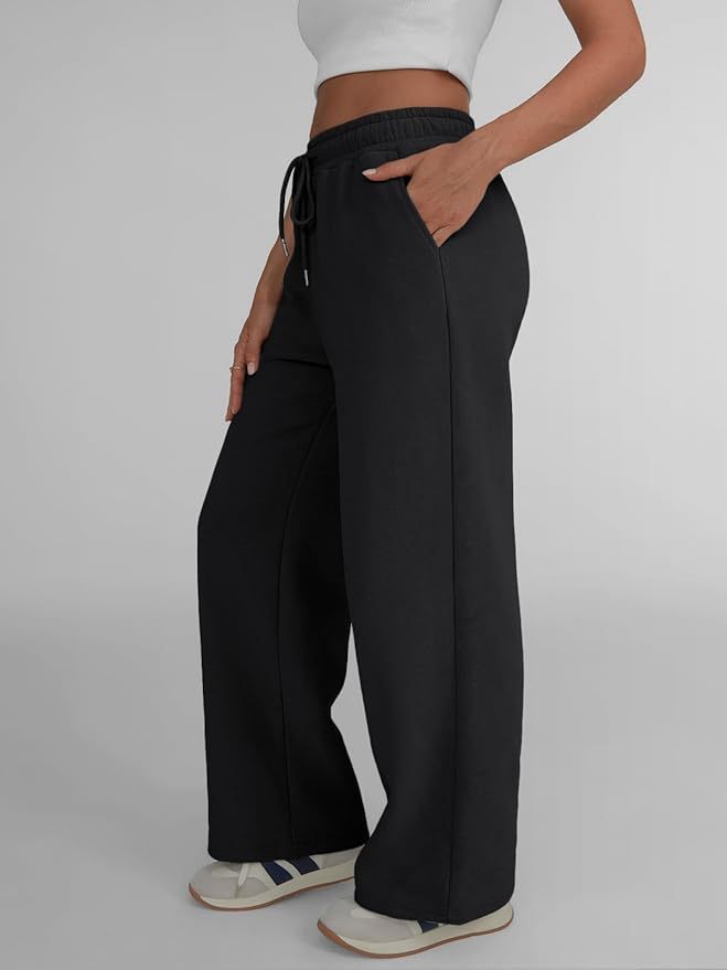 Pantalon de lounge large pour femmes avec taille élastique haute, cordon de serrage réglable et silhouette palazzo fluide Echo Archiv