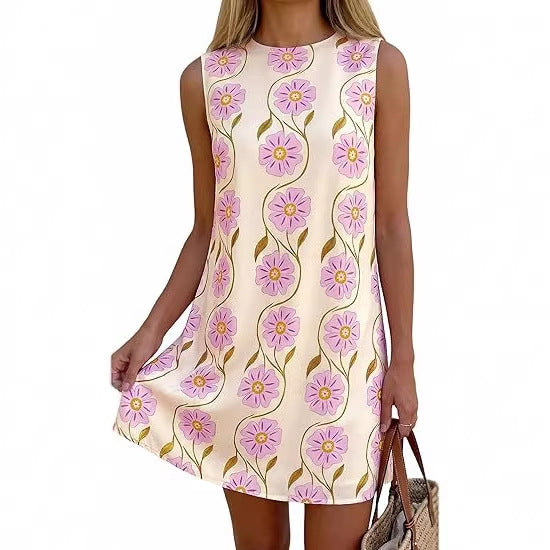Robe d'été pour femmes au style vintage avec motif floral R&B