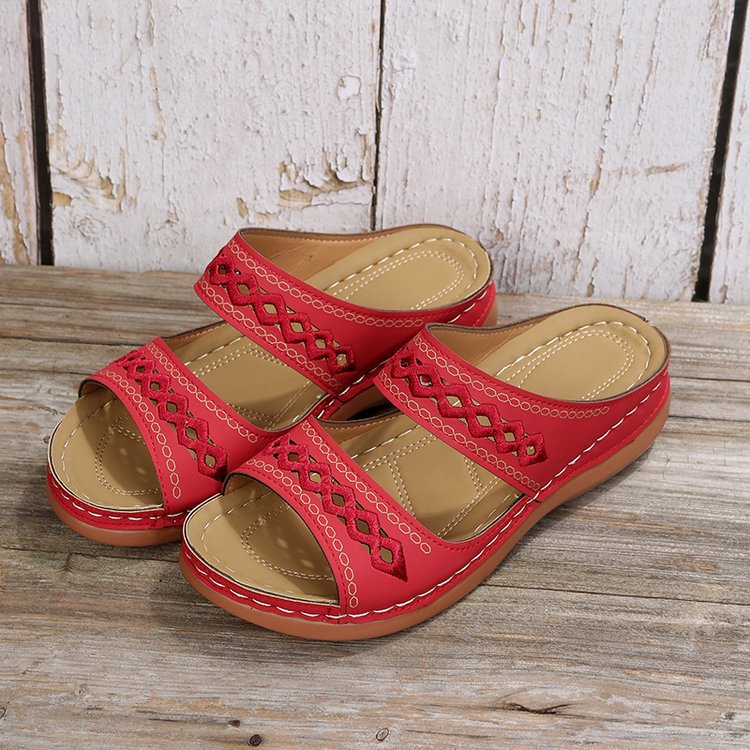 Sandales confortables pour femmes avec design de lanières décoratif et semelle intérieure rembourrée R&B