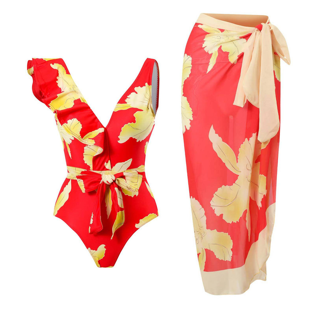 Maillot de bain une pièce élégant pour femmes avec détails en volants floraux Echo Archiv