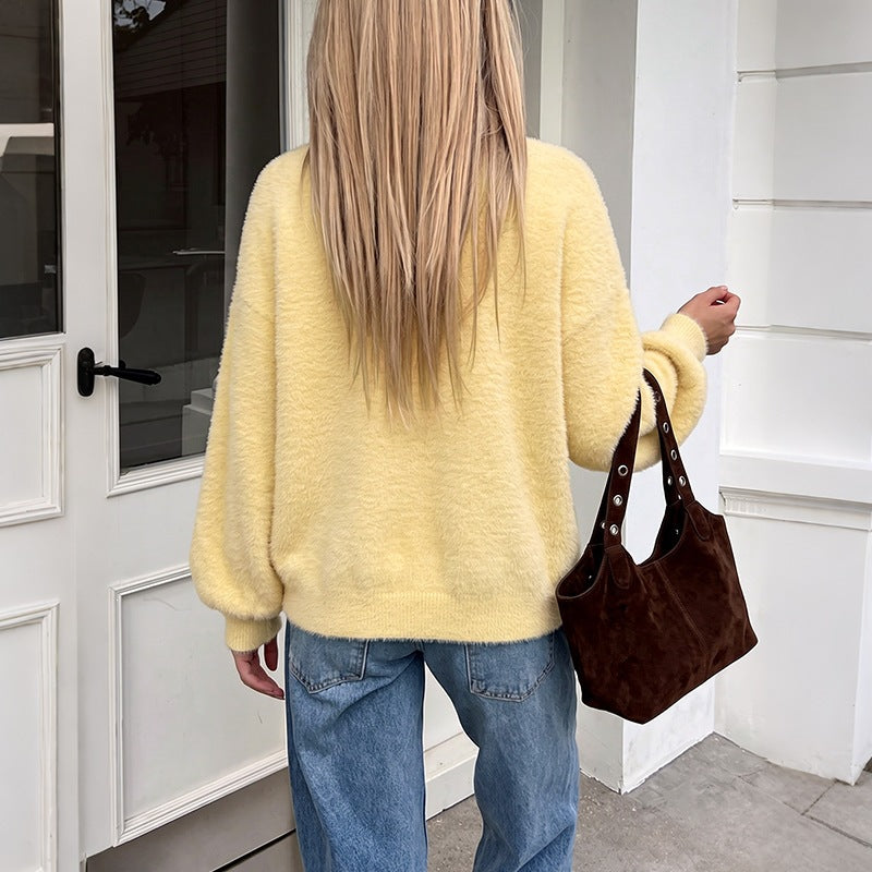 Cardigan pour femmes avec décolleté en V, poches et boutons