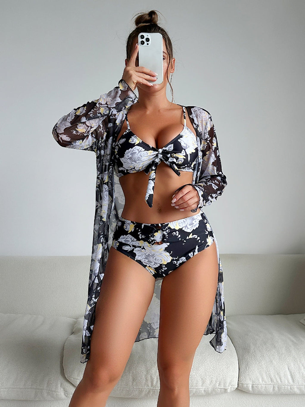 Ensemble de bikini pour femmes avec haut fleuri et kimono fluide Echo Archiv