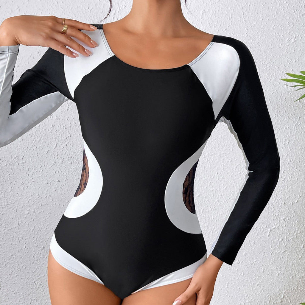 Maillot de bain à manches longues pour femmes Drune avec inserts transparents