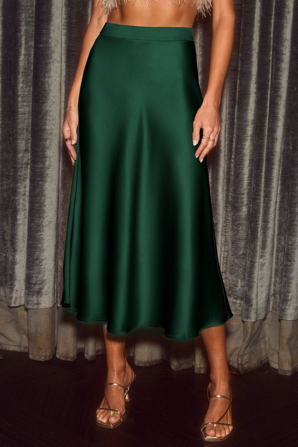 Jupe maxi élégante en coton satiné R&B pour femmes