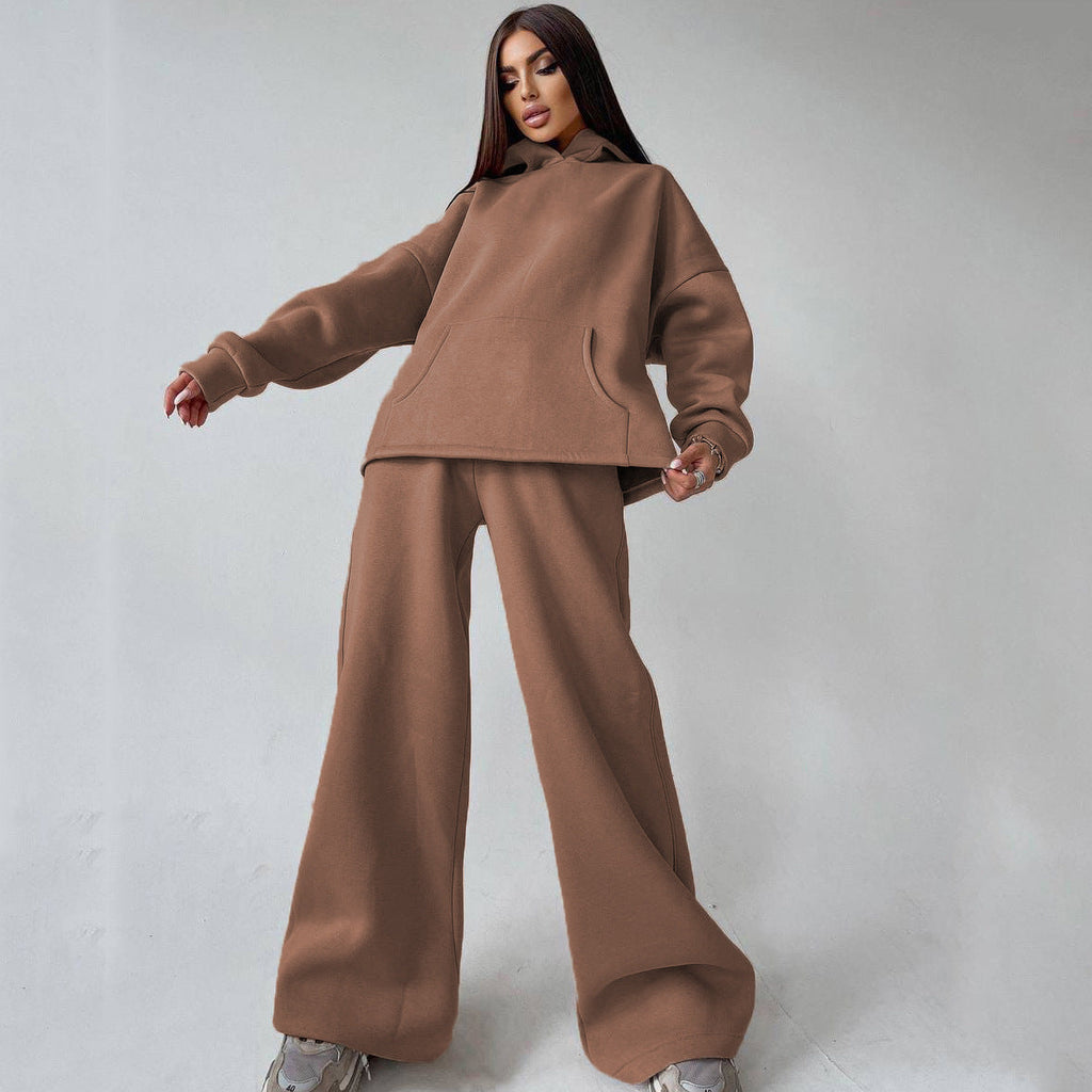 Ensemble de lounge deux pièces pour femmes avec pantalon palazzo taille haute sculptant et hoodie surdimensionné Echo Archive