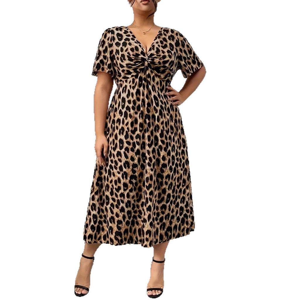 Robe maxi femme avec design noué raffiné et motif animal moderne R&B