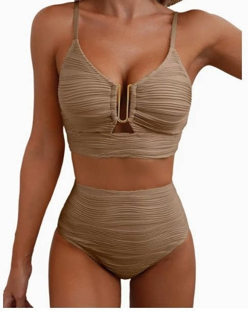 Bikini Femme Taille Haute avec Fronces R&B