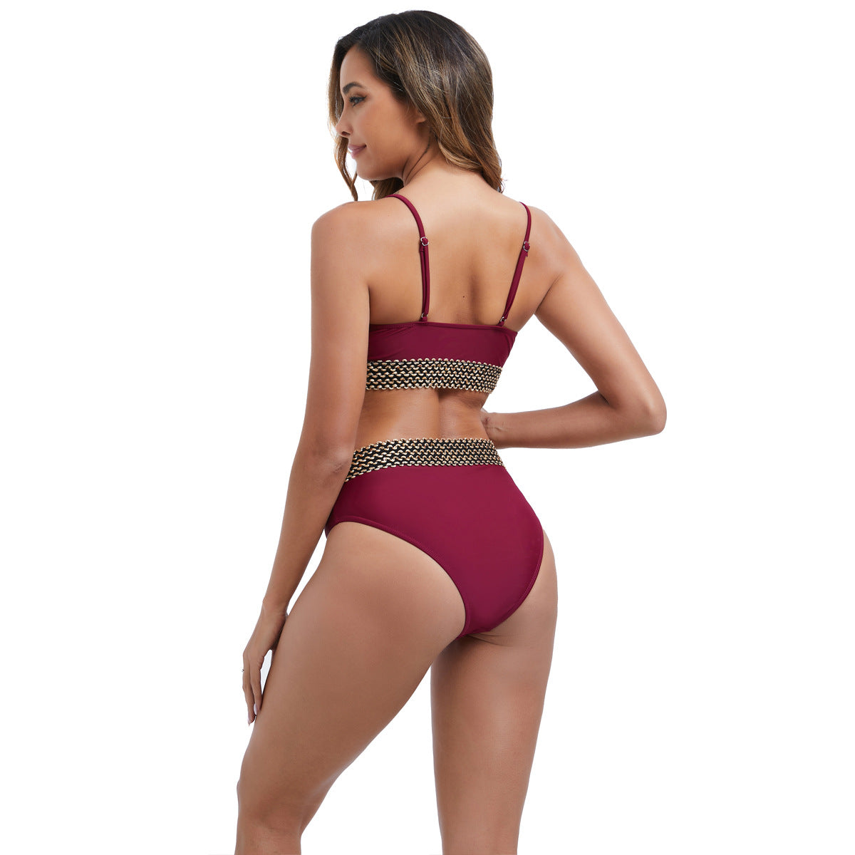 Ensemble de bikini taille haute pour femmes avec des détails de mode R&B