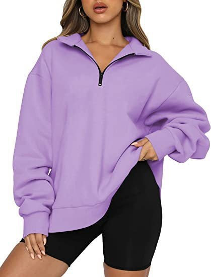 Sweatshirt oversized pour femmes avec demi-zip, doublure en polaire douce et poche kangourou Echo Archiv