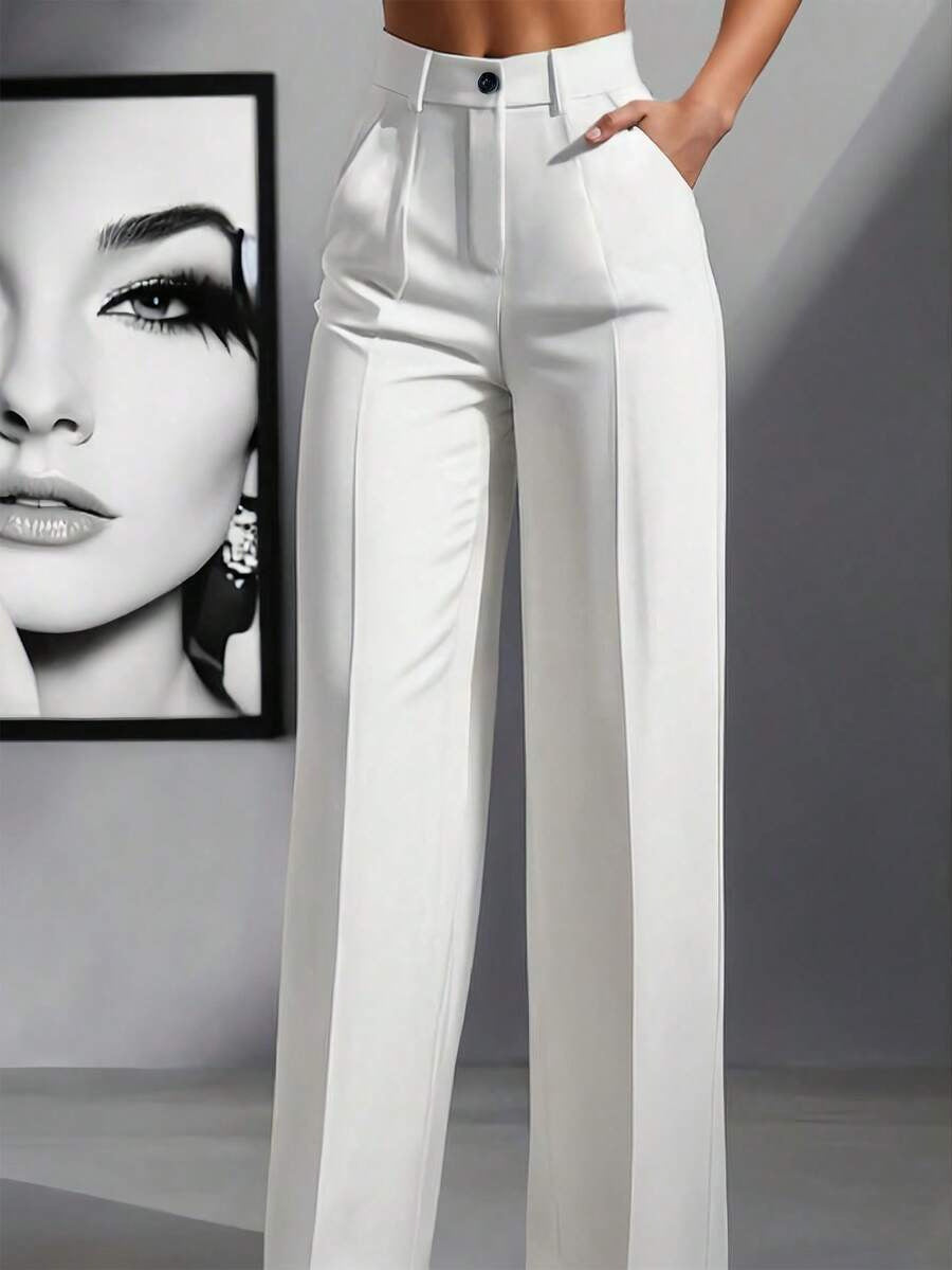 Pantalon Palazzo Stretch taille haute pour femmes avec plis marqués et poches Echoarchiv