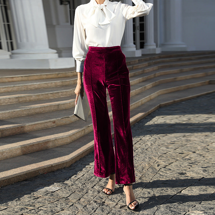 Pantalon en velours taille haute pour femmes Echoarchiv