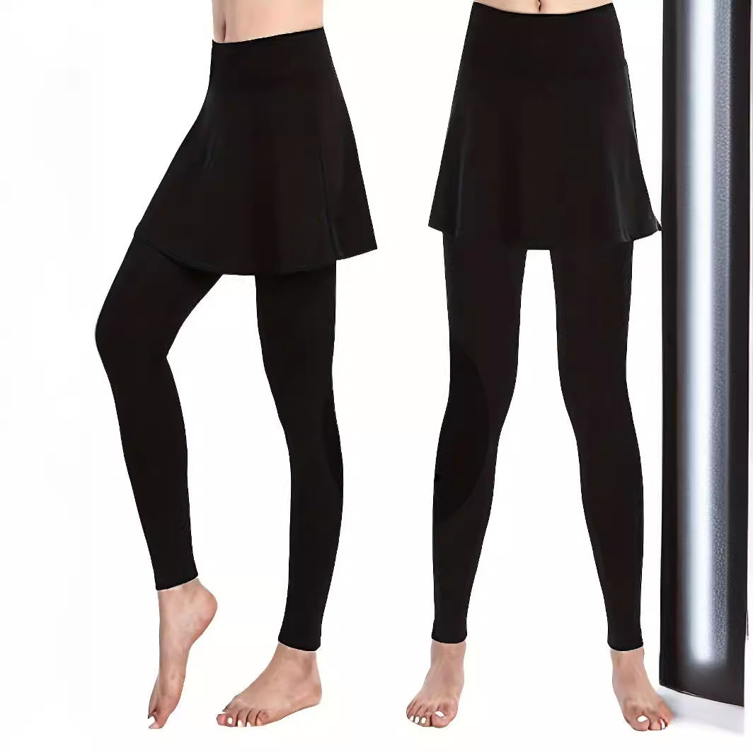 Leggings taille haute pour femmes avec jupe évasée intégrée et silhouette flatteuse Echoarchiv