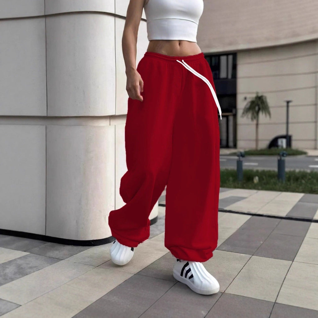 Pantalon de jogging large pour femmes avec ceinture confort haute, cordon de serrage et poignets élastiques Echo Archiv