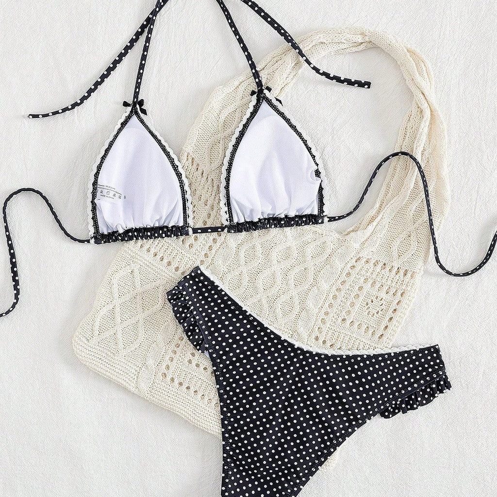 Ensemble de bikini triangle pour femmes avec des pois ludiques R&B