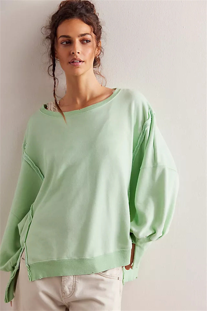 Sweatshirt oversized pour femmes avec manches ballon, coutures ouvertes et fentes latérales Echo Archiv