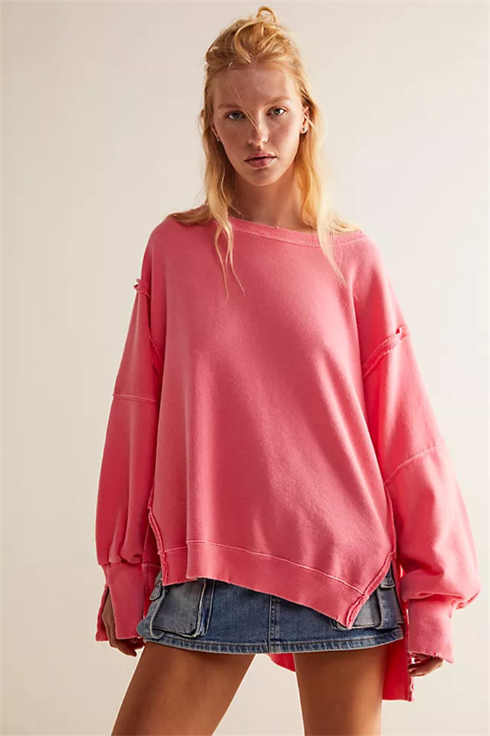 Sweatshirt oversized pour femmes avec manches ballon, coutures ouvertes et fentes latérales Echo Archiv