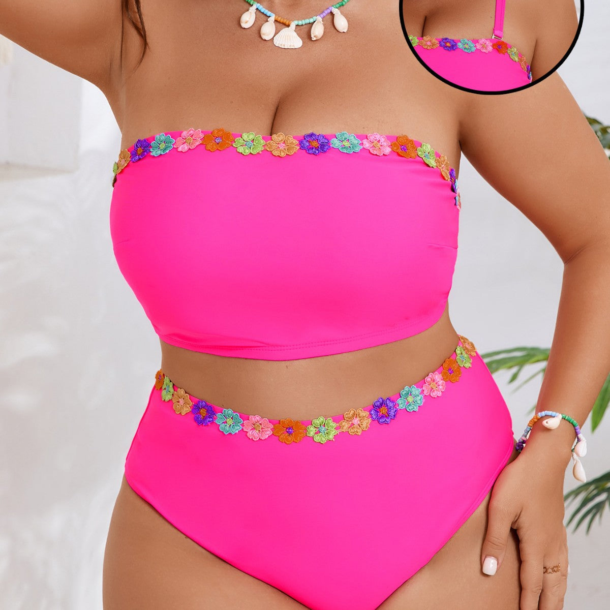 Ensemble de bikini taille haute pour femmes avec accents floraux Echo Archiv