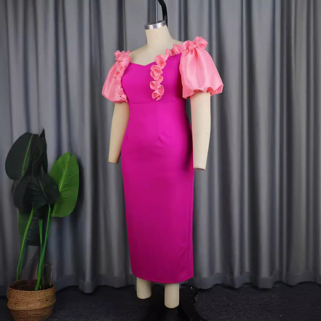 Robe longue femme avec des volants volumineux R&B