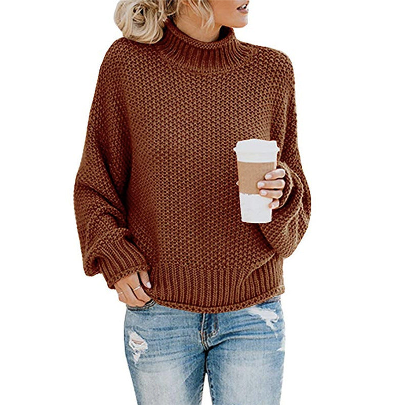 Pull à col roulé en grosse maille pour femmes avec coupe oversize et motif rayé bloc Echo Archiv