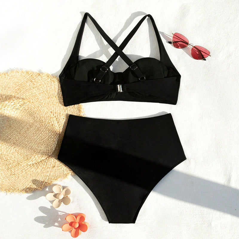 Bikini taille haute pour femmes avec effet de soutien caché R&B
