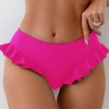 Slip de bikini taille haute pour femmes avec détails en volants R&B