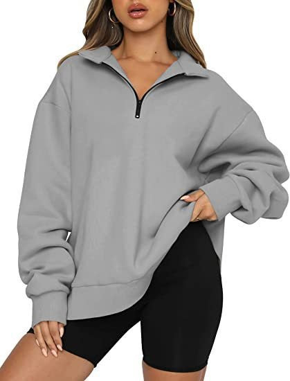 Sweatshirt oversized pour femmes avec demi-zip, doublure en polaire douce et poche kangourou Echo Archiv