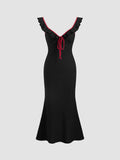 Robe maxi fluide pour femmes avec détails en volants R&B