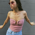 Haut sans bretelles pour femmes avec un tricot côtelé soigné et un décolleté à la mode R&B