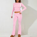 Ensemble de lounge stretch deux pièces pour femmes avec crop-top cintré à manches longues et leggings évasés taille haute Echo Archiv