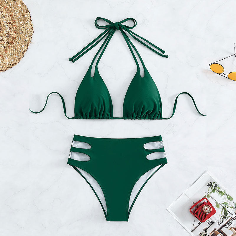 Bikini femme taille haute avec découpes à la mode R&B