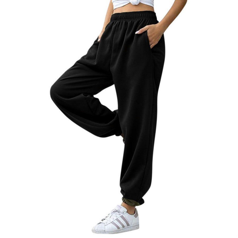 Pantalon de survêtement large taille haute pour femmes avec ceinture de confort élastique, poches latérales et chevilles froncées Echo Archiv