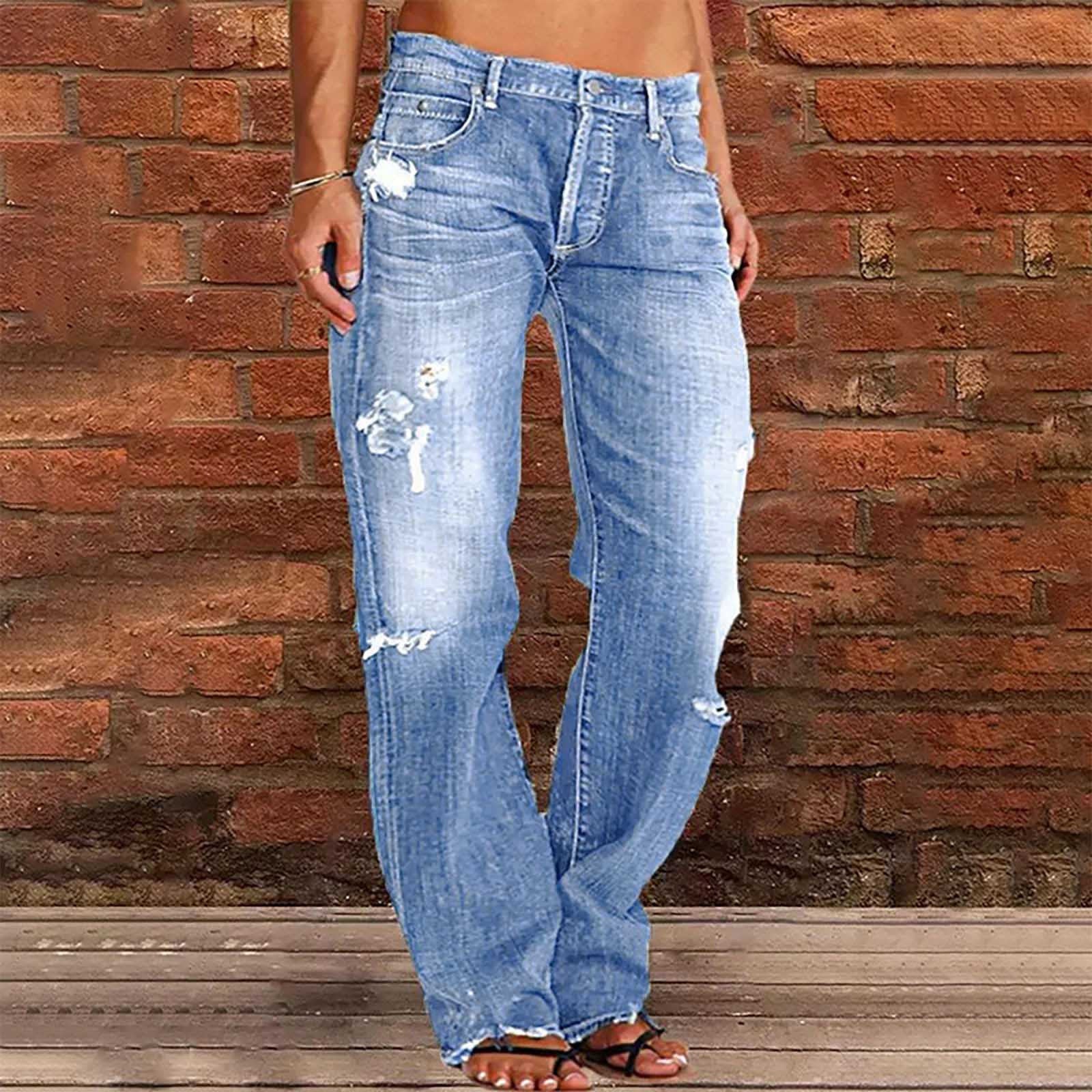 Jeans pour femmes taille haute déchirés Relaxed Fit avec ourlet effiloché Echo Archiv