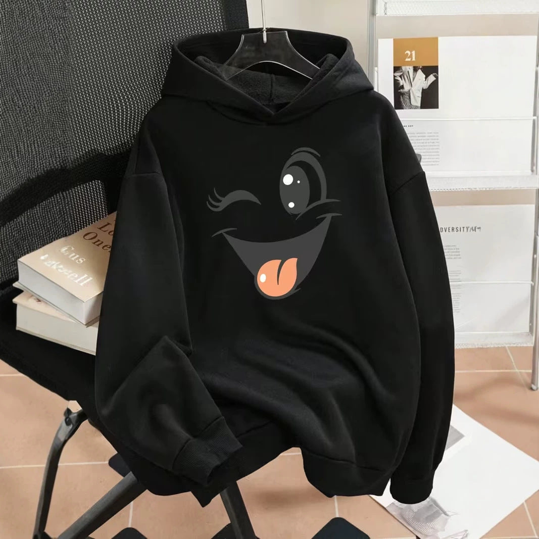 Sweat à capuche amusant pour femmes avec un design emoji unique Echoarchiv