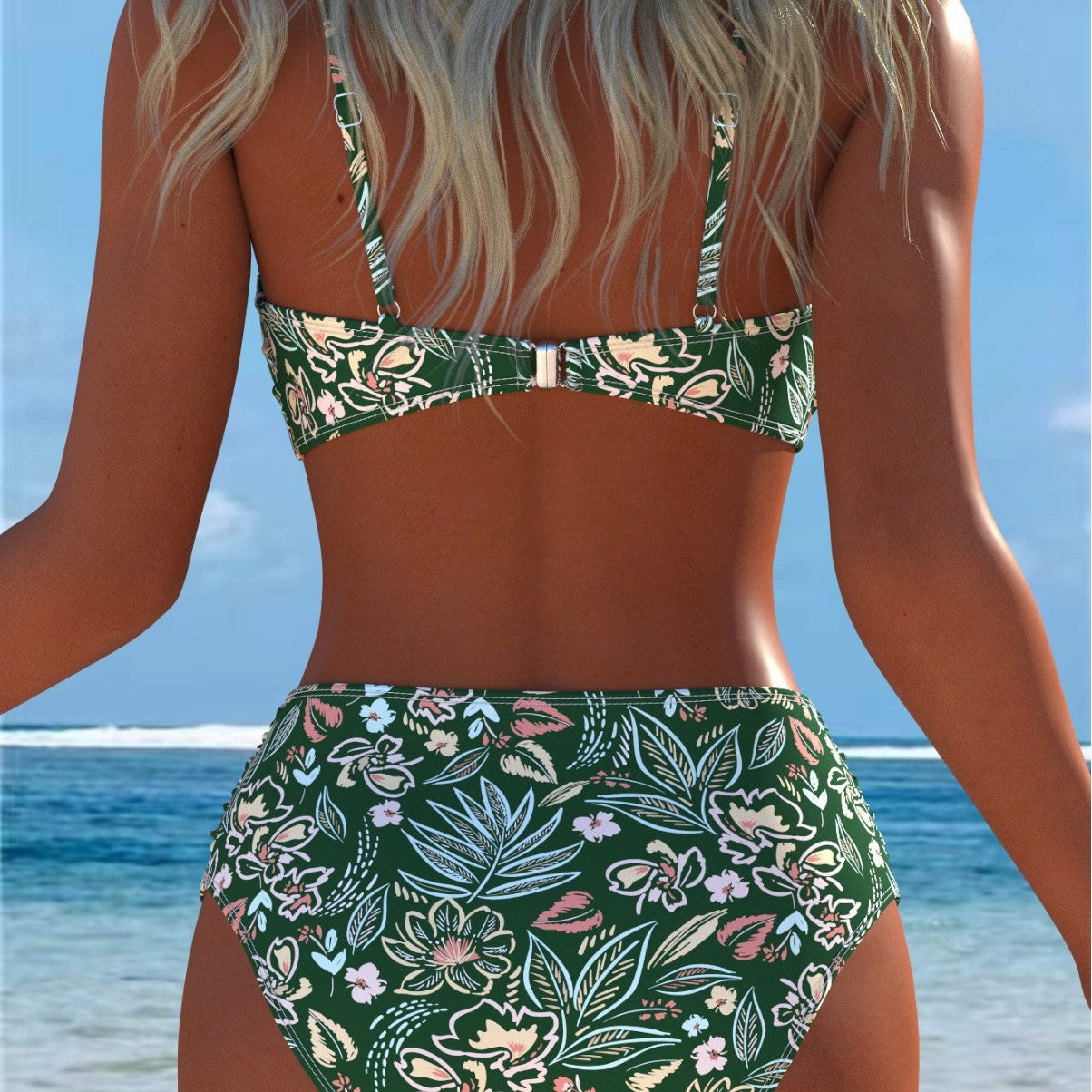 Ensemble de bikini pour femmes avec haut balconnet élégant et short de bain taille haute R&B