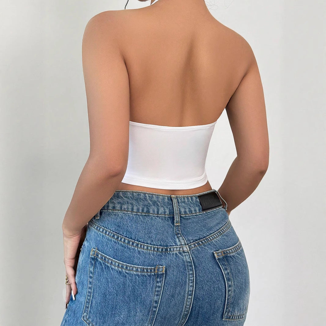 Top à manches pour femmes avec décolleté en V profond et design floral R&B