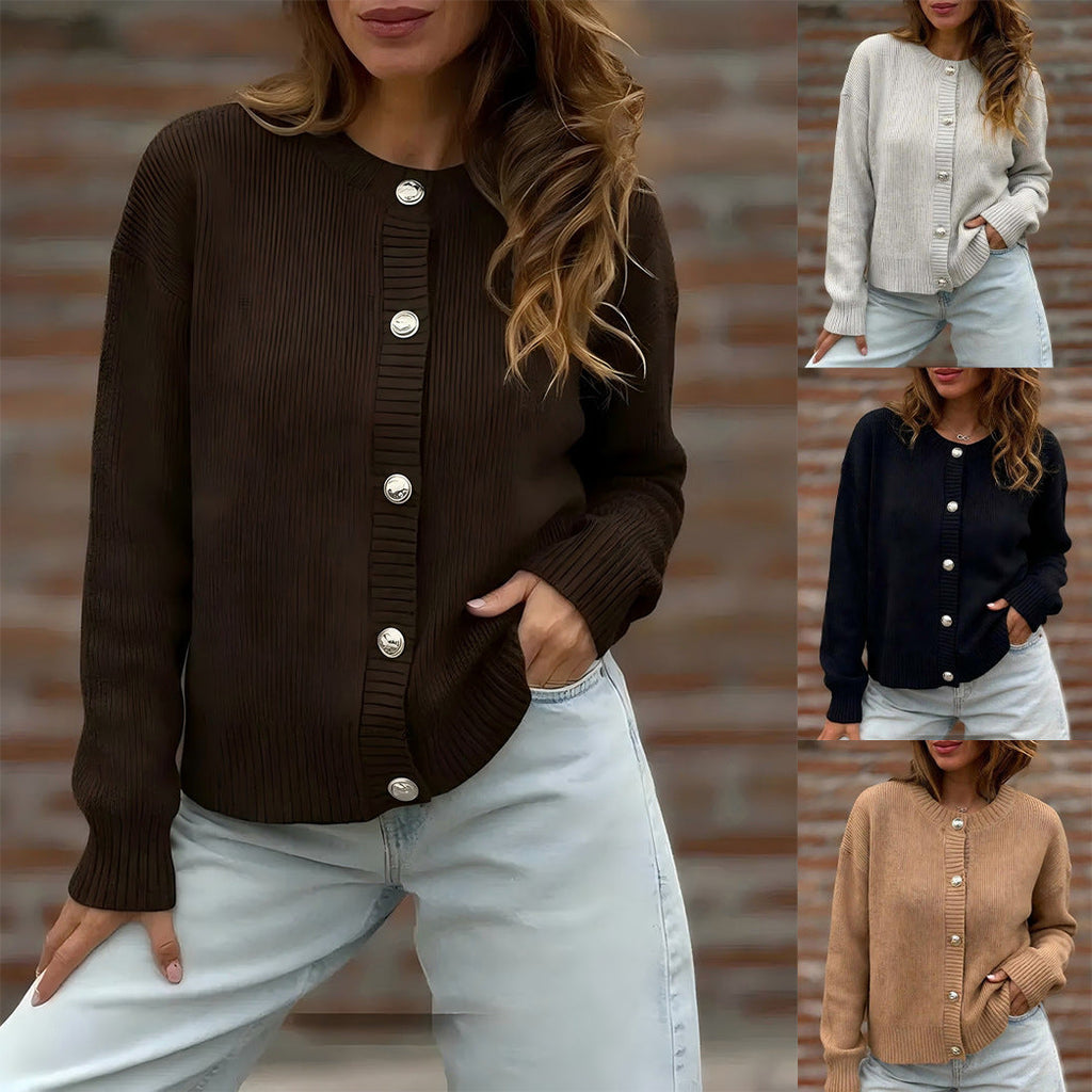 Veste en tricot stylée pour femmes avec fermeture à boutons