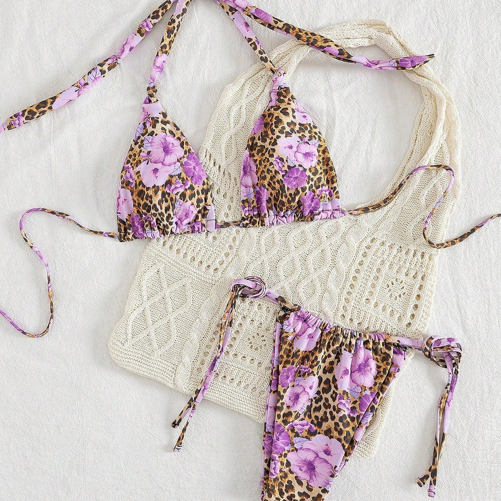 Ensemble de bikini triangle pour femmes avec haut en crochet raffiné R&B