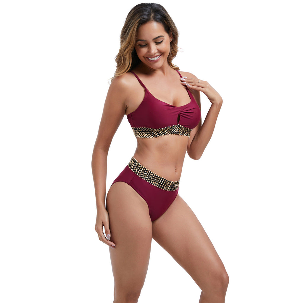 Ensemble de bikini taille haute pour femmes avec des détails de mode R&B