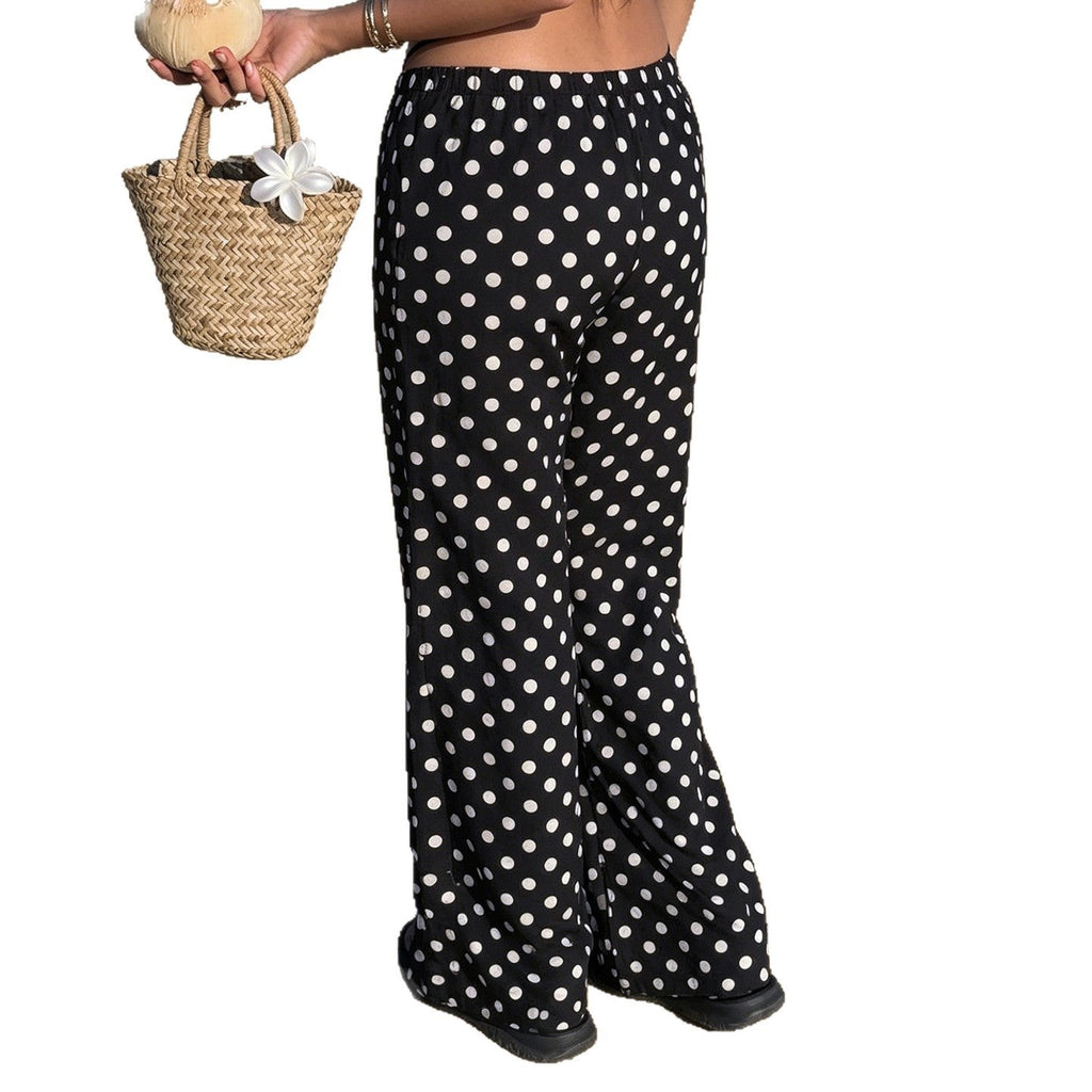 Pantalon Palazzo large pour femmes avec taille élastique et motif à pois Echo Archiv